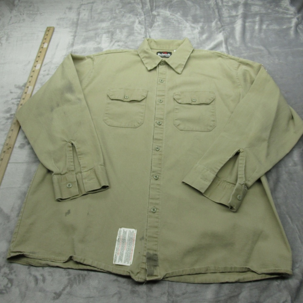 Bulwark FR Work Shirt Mens XL Beige Flame Resistant Long Sleeve Excel FR Read
